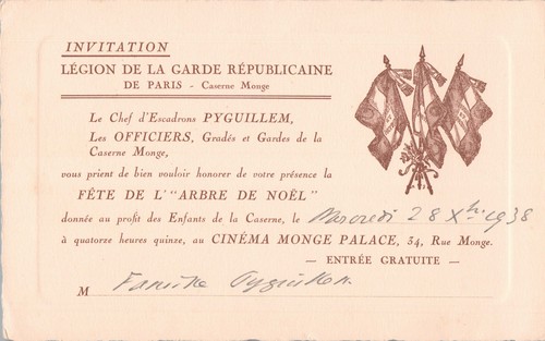 Vieux papier 1938 invitation - 1938,