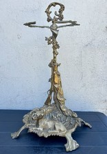 Serviteur de cheminée ancien en bronze – décor chasse