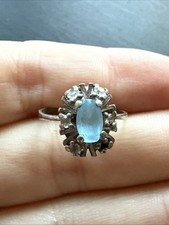 Ancienne Bague En Argent Massif 925 Jonc Alliance Anneaux Créateur bleu 