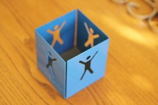 pot à crayons publicitaire - métal peint bleu - 8 x 8 x 9 cm - 250 gr - collecti