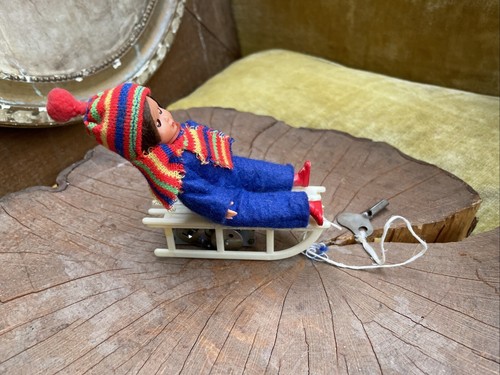 Ancien jouet mécanique skieur - ancien,