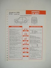 fiche technique RTA n° 275 HONDA N 600