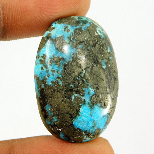 Cabochon ovale bleu turquoise