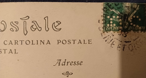 Timbre perforè sur cpa - timbre,