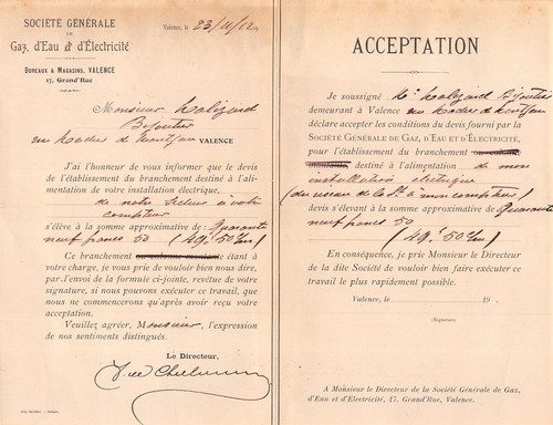 Facture 1912 societe generale - societe,