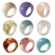  9 Pcs Punk Style Resin Ring