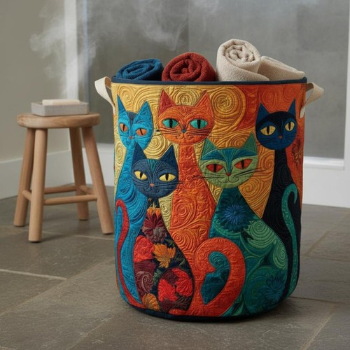 Panier textile linge chat - à,