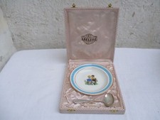 Anciens écrin assiette à Bouillie en pâte de Limoges cuite au bois 