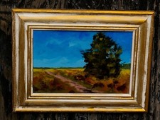 petit paysage huile "LE ROI DE LA LANDE" artiste côtée Drouot Akoun Artprice