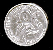 France - pièce de 10F de 1986 - Type Jimenez - Nickel pur - D 21mm