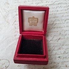 Ecrin CARTIER Signé Ancien Gainé De Cuir Rouge Baguet Pendentif Jewel Case