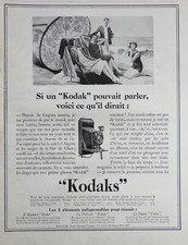 PUBLICITÉ PRESSE 1928 SI UN KODAK VEST POCKET POUVEZ PARLER - BROWNIES - PLAGE