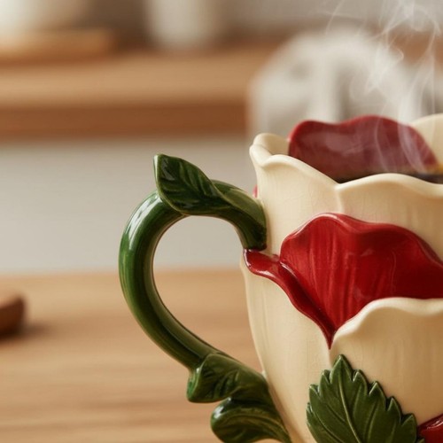 Mug floral sculpté - mug,