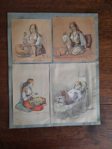 Lot dessin ancien aquarelle - dessin,