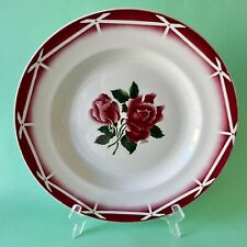 Grand plat rond ancien Cibon Digoin Sarreguemines France pochoir fleurs 31 cm