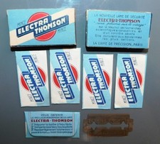 ANCIENNE BOITE DE 5 LAMES DE RASOIR NEUVES ELECTRA THOMSON MINCE . RAZOR BLADE