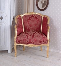 BAROQUE STYLE FAUTEUIL ROUGE ANTIQUE STYLE FAUTEUIL À OREILLES