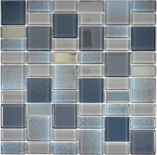Pâte de Verre Gris Miroir Mosaïque Décor Mural Bain Wc 68-0213G 10 Mosaikmatten