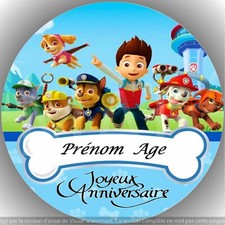 Pat Patrouille. Déco de gâteau personnalisée, comestible,Azyme ,disque diam.20cm
