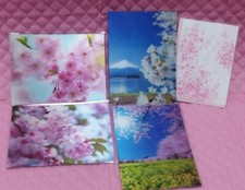Lot de belles cartes postales japonaises en fleurs de cerisier 3D Mt.Fuji