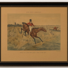 Gravure ancienne H. Alken scène de chasse à courre anglaise encadrée 1830