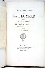 Livre ancien papier vélin Les Caractéres LA BRUYERE Périphrases Paris 1824