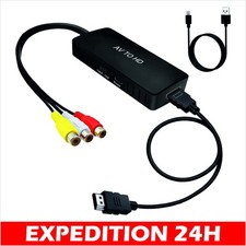 Convertisseur RCA vers HDMI avec Câbles HDMI, Adaptateur AV vers HDMI Full HD 7