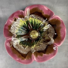 Grande coupe centre de table fleurs style Vallauris non signé Diam.~36cm