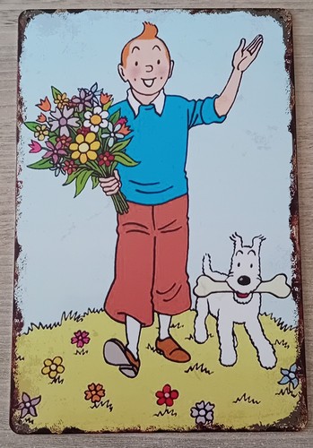 Tintin plaque métal - tintin,