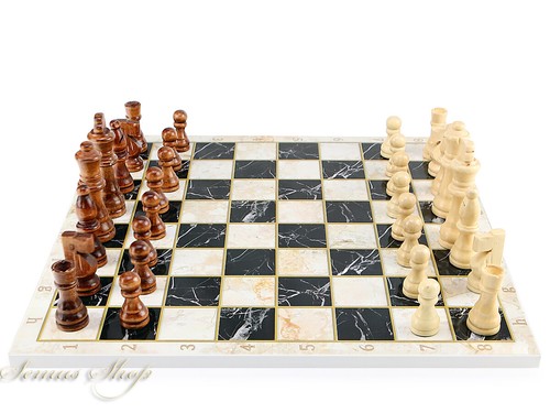 Jeu échecs marbre noir - jeu,