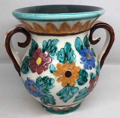 Vase ansé décor floral - vase,
