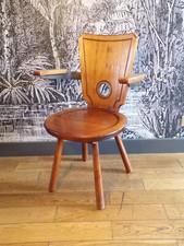 FAUTEUIL  BRUTALISTE TRAVAIL FRANÇAIS-BOIS-FER-DESIGN 60-CHALET-GÎTE-DLG CHAPO