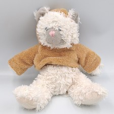 Doudou chat blanc gris pull marron ENESCO - 35951