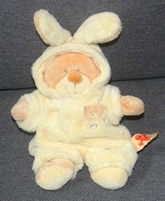 doudou ours  déguisé lapin beige jaune nicotoy