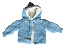Vêtement bébé ou poupée 1930-1940, manteau pure laine, tricots