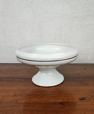 joli plat présentoir de table en céramique blanc décor floral coupe déco vintage