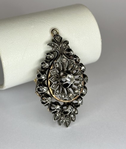 Broche pendentif argent et - en,