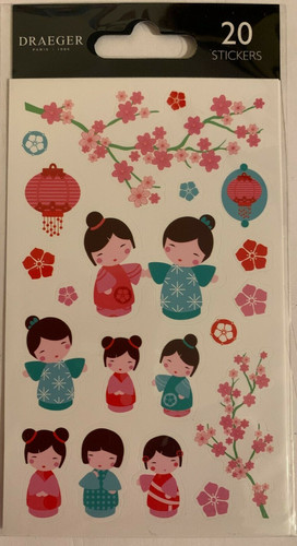 Stickers poupées kokeshi - stickers,