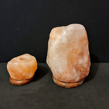 Une lampe et un bougeoir en sel de l'Himalaya - XXe