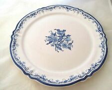 Moustiers plat rond faïence signé Lallier Vintage French Ceramic Dish blanc bleu