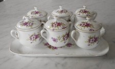 SERVICE 6 POTS  À CRÈME ANCIEN EN PORCELAINE VIEUX PARIS