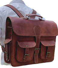 Sac À Dos Messenger En Cuir Brun Pour Hommes De 18"