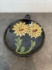 Ancien Petit plat Coupelle Décorative Poterie Vernisse Deco Fleur 