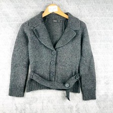 Mexx Cardigan Femme L Gris Laine Col Châle Ceinturé Manches Longues Boutonné