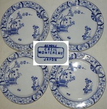 Faïence de CREIL ET MONTEREAU Service JAPON : 4 assiettes à dessert (18.5 cm)