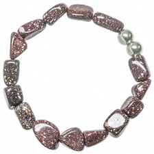 Bracelet en porphyre impérial rouge - Perles pierres roulées