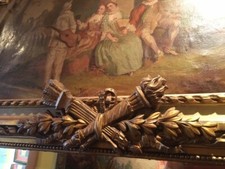  Trumeau Régence-Louis XVI d'époque, XVIII°, bois sculpté doré, miroir décoratif