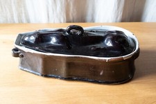 Terrine ancienne terre vernissée cul noir Lapin lièvre art populaire 39cm