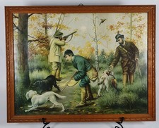 ?Tableau lithographie scene de chasse forêt 