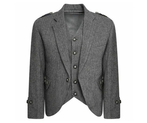Gris tweed argile kilt veste - tweed,